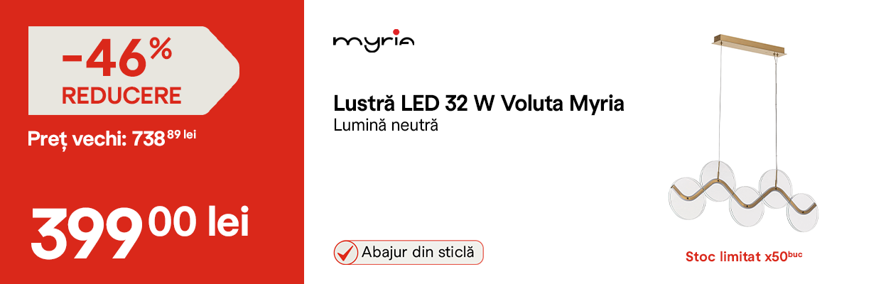 Lustră LED 32 W Myria Voluta – 399,00 lei în loc de 738,89 lei, reducere 46%