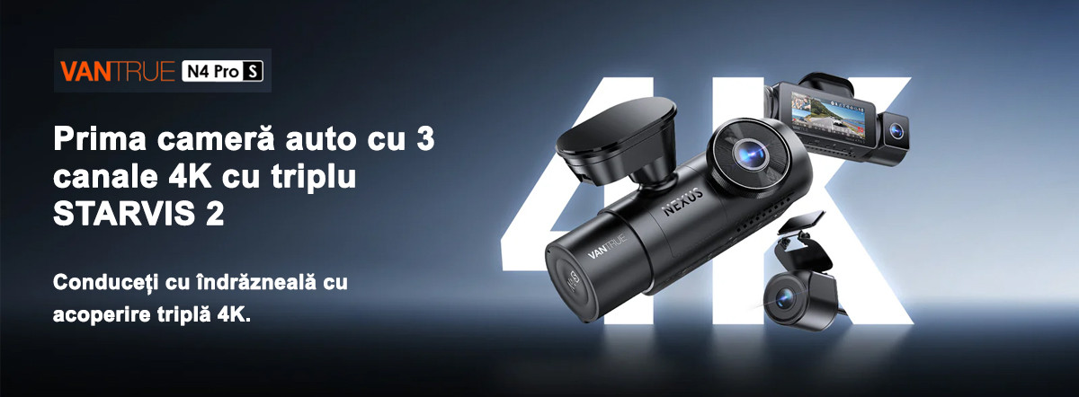 Camera auto Vantrue N4 Pro S cu 3 canale, 4K+1080P+1440P, HDR+