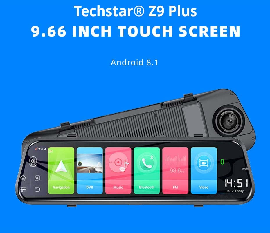 Camera Auto Dubla Tip Oglinda Techstar Z9 Plus, Android 8.1, 4G si
