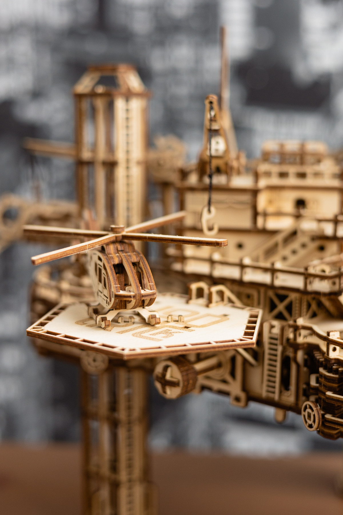 Puzzle 3D mecanic, Platforma de foraj petrolier, WT, lemn, 1180 piese