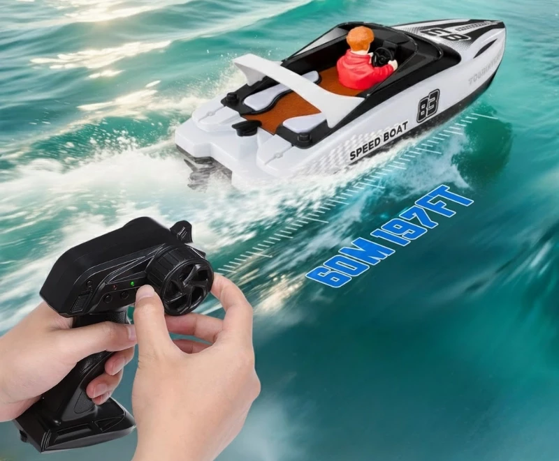 Barca cu telecomanda iUni HJ821, RC High-Speed Boat, Viteza 15 km